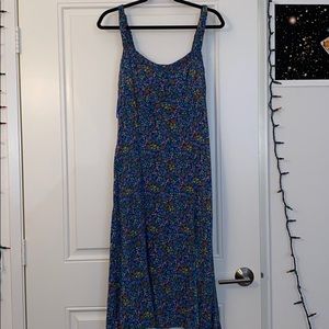 Blue floral dress with side split
